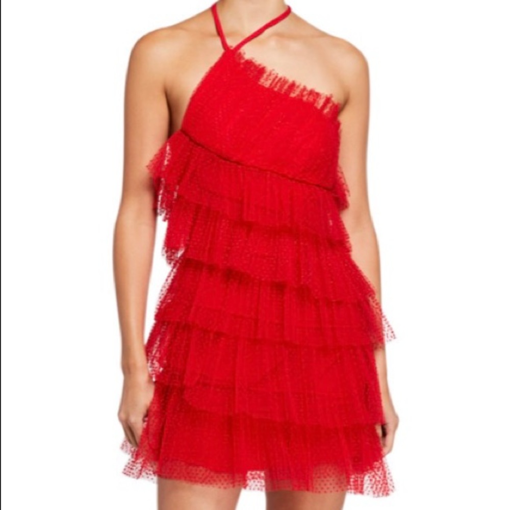 ALEXIS Raina Tiered Tulle Halter Dress